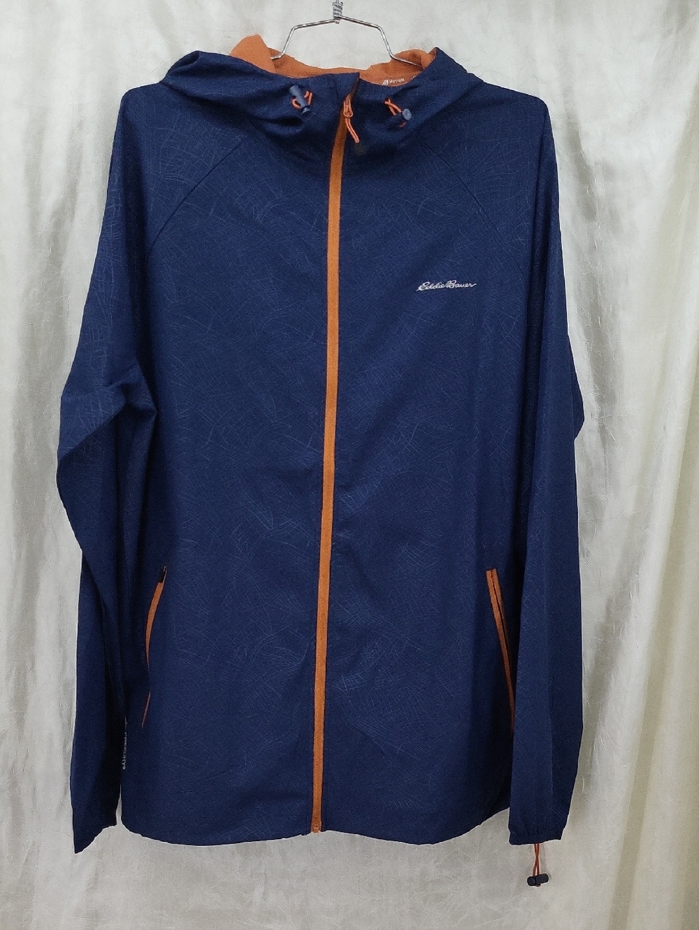 Eddie Bauer Hooded Windbreaker Performance Jacket Blue Mens Size Medium
